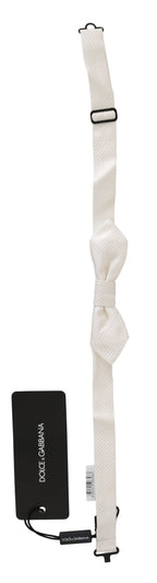 Dolce & Gabbana White 100% Silk Slim Adjustable Neck Papillon Men Tie