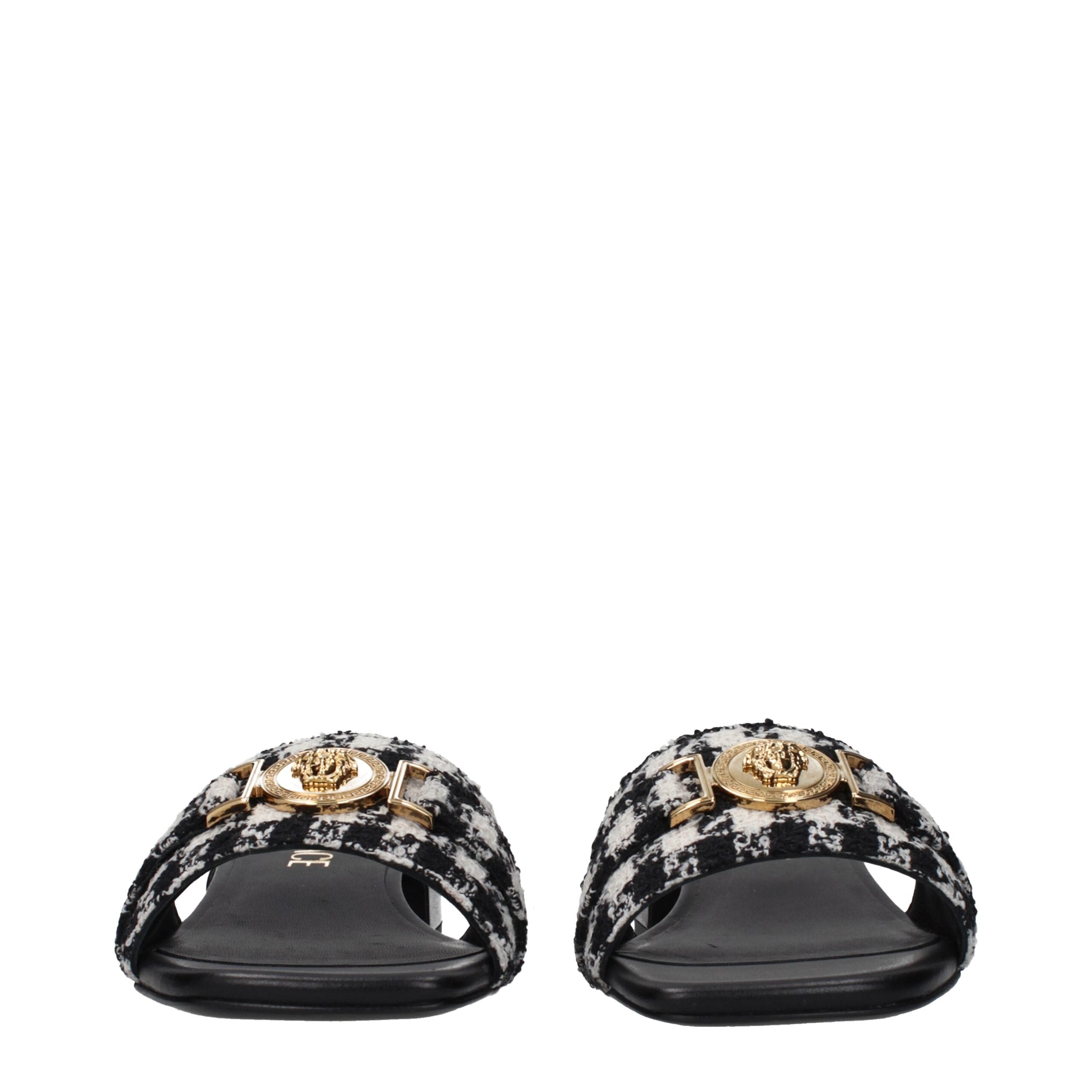 Versace Black Fabric Slippers