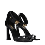 Versace Black Leather Stiletto Heel Sandals