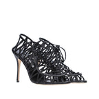 Manolo Blahnik Black Leather Stiletto Heel Sandals