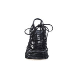 Manolo Blahnik Black Leather Stiletto Heel Sandals