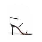 Amina Muaddi Black Calfskin Platform Sandals