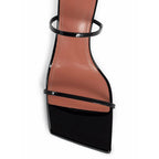 Amina Muaddi Black Calfskin Platform Sandals