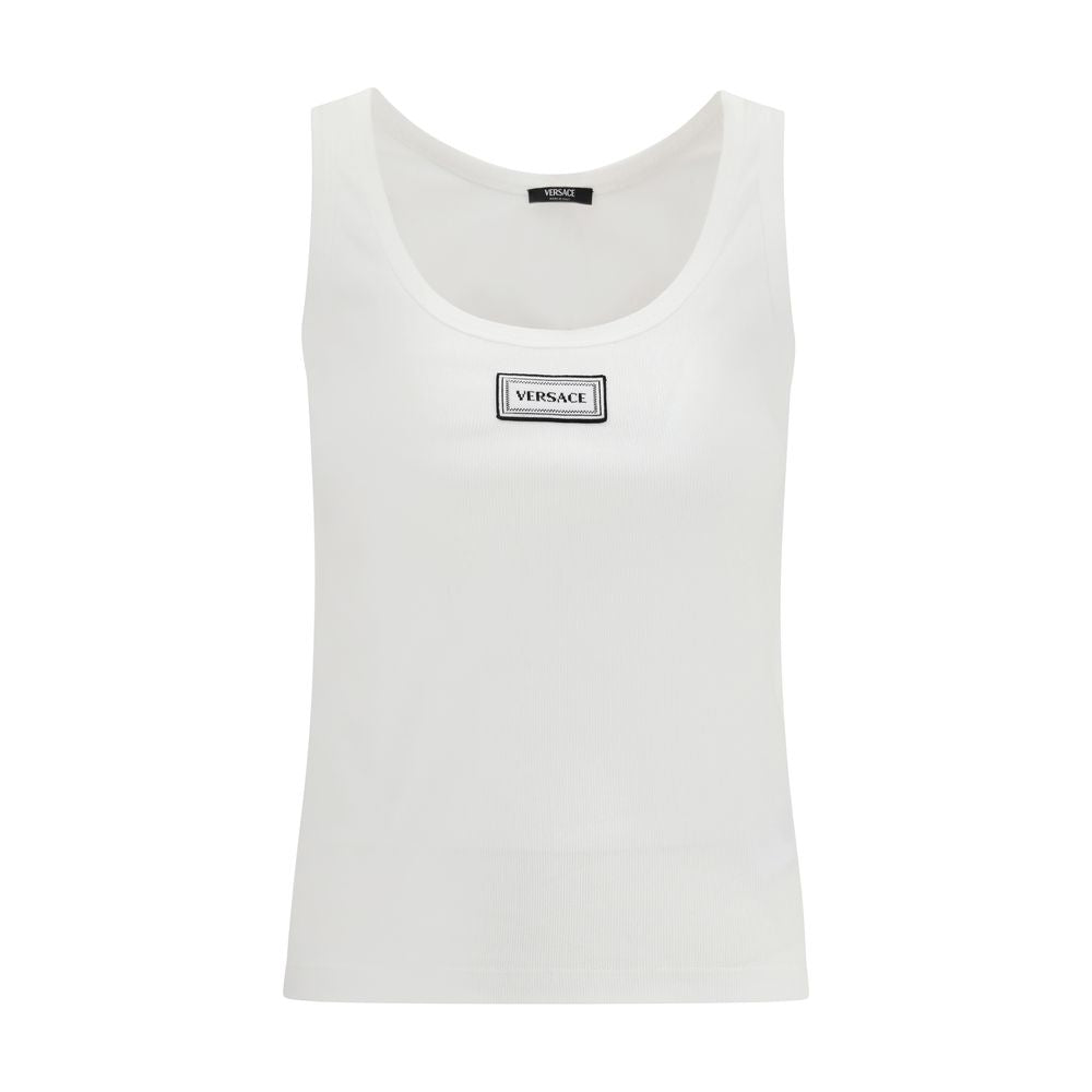 Versace White Cotton Tank Tops