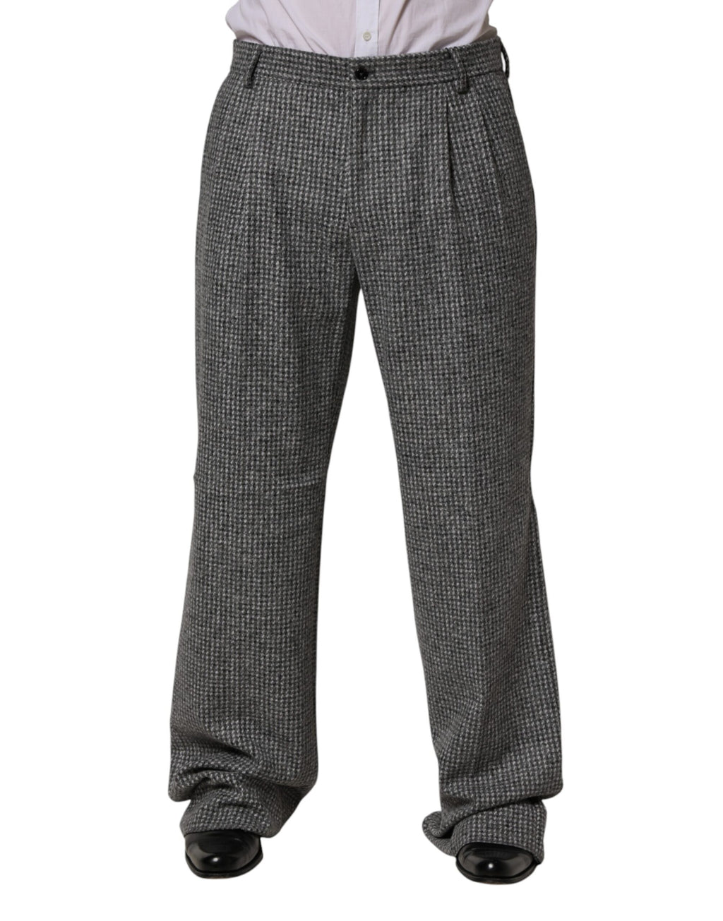 Dolce & Gabbana Gray Houndstooth Straight Dress Trouser Pants