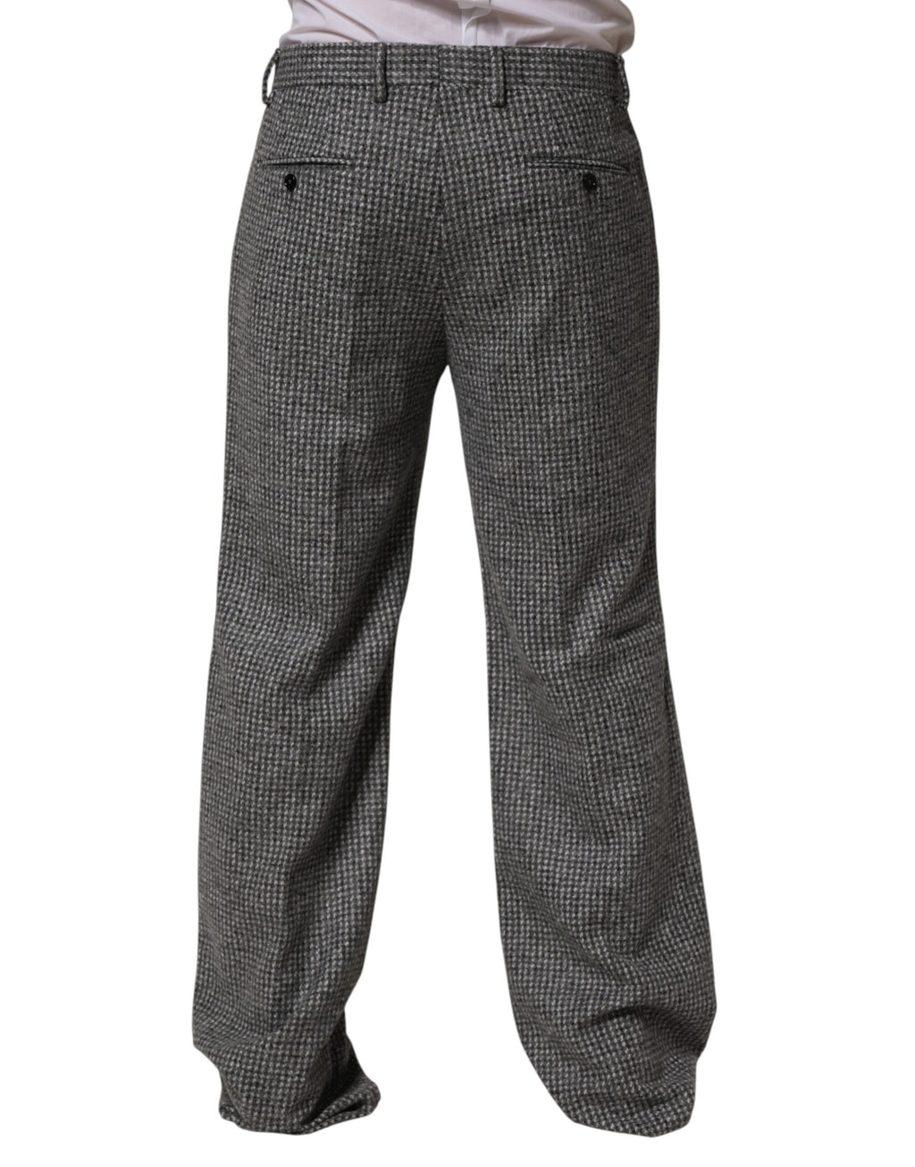 Dolce & Gabbana Gray Houndstooth Straight Dress Trouser Pants
