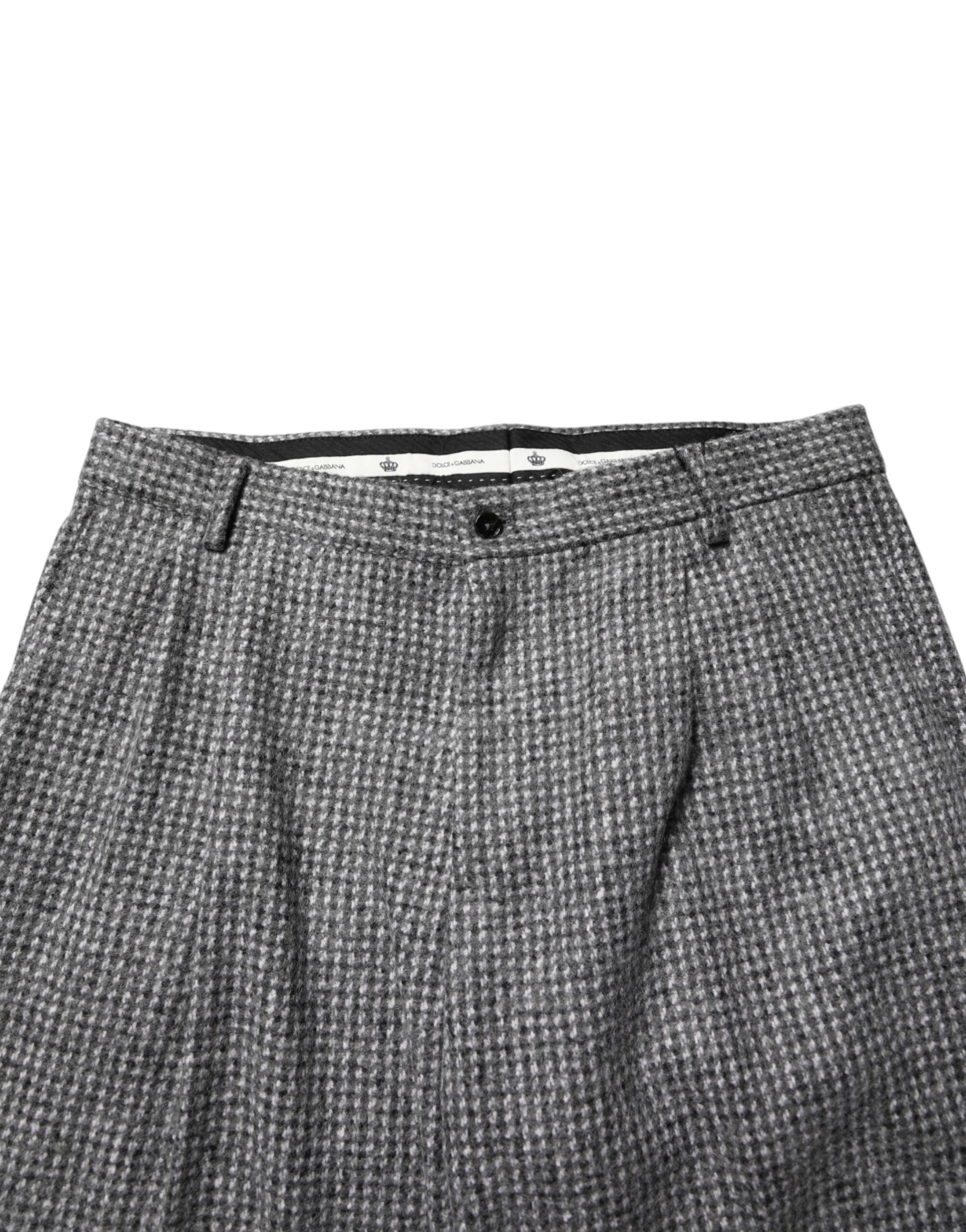 Dolce & Gabbana Gray Houndstooth Straight Dress Trouser Pants
