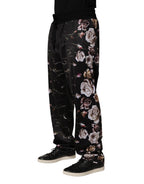 Dolce & Gabbana Black Floral Straight-Leg Chino Trouser Pants