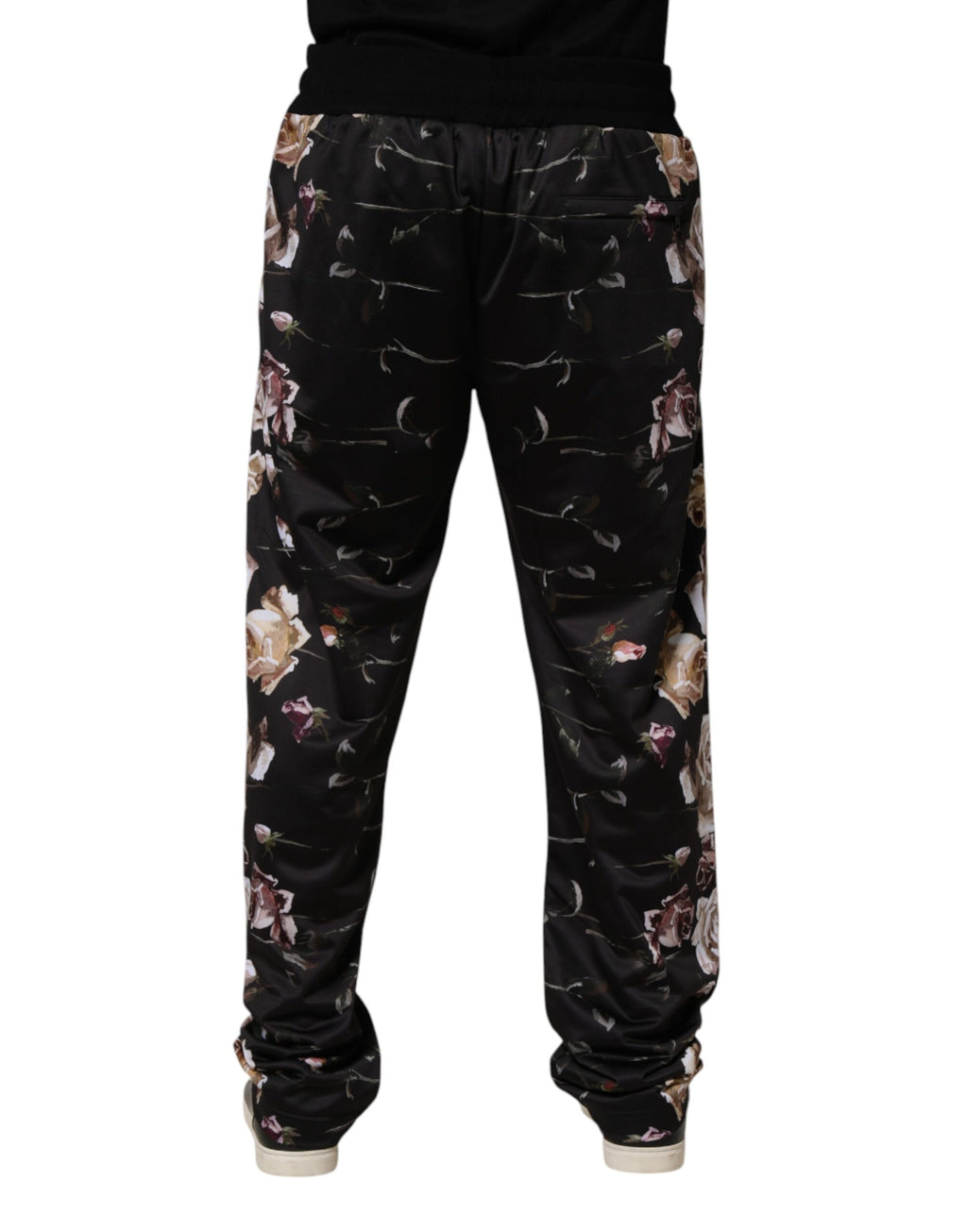 Dolce & Gabbana Black Floral Straight-Leg Chino Trouser Pants