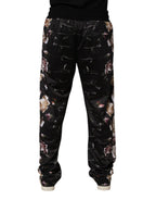 Dolce & Gabbana Black Floral Straight-Leg Chino Trouser Pants