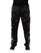 Dolce & Gabbana Black Floral Straight-Leg Chino Trouser Pants