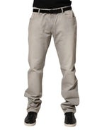 Dolce & Gabbana Light Gray Cotton Straight Denim Trouser Jeans