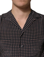 Dolce & Gabbana Black Patterned Silk Men Button Down Shirt