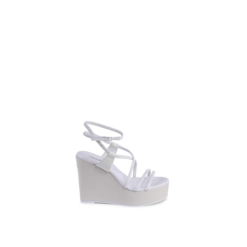 Authentic Designer Authentic Designer Calvin Klein White Leather Wedge Sandals