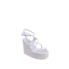 Authentic Designer Authentic Designer Calvin Klein White Leather Wedge Sandals