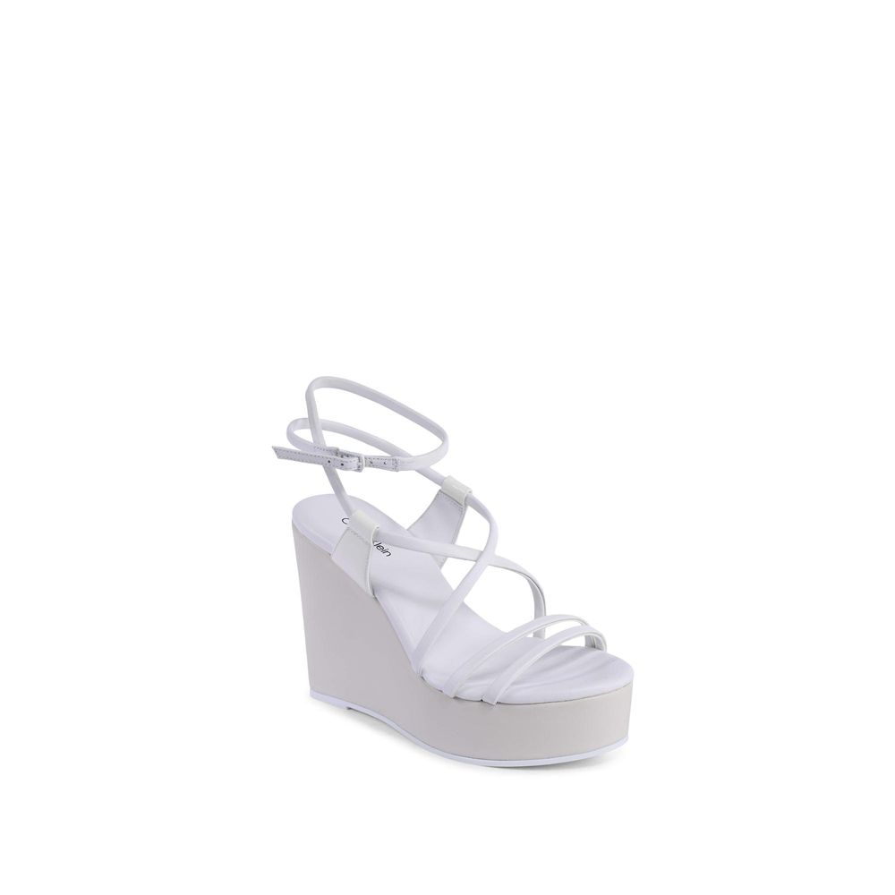 Authentic Designer Authentic Designer Calvin Klein White Leather Wedge Sandals