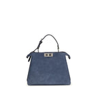Fendi Blue Calf Leather Bos Taurus Handbag