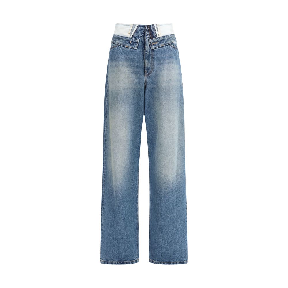 MM6 Light Blue Cotton Straight-Leg Jeans