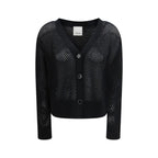 Allude Black Fleece Wool Cardigan