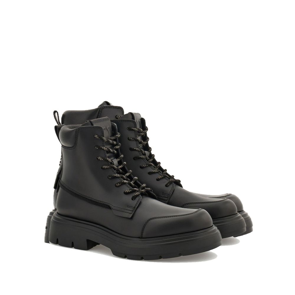 Salvatore Ferragamo Black Calfskin Lace-Up Boots