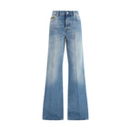 Gucci Light Blue Cotton Flared Jeans