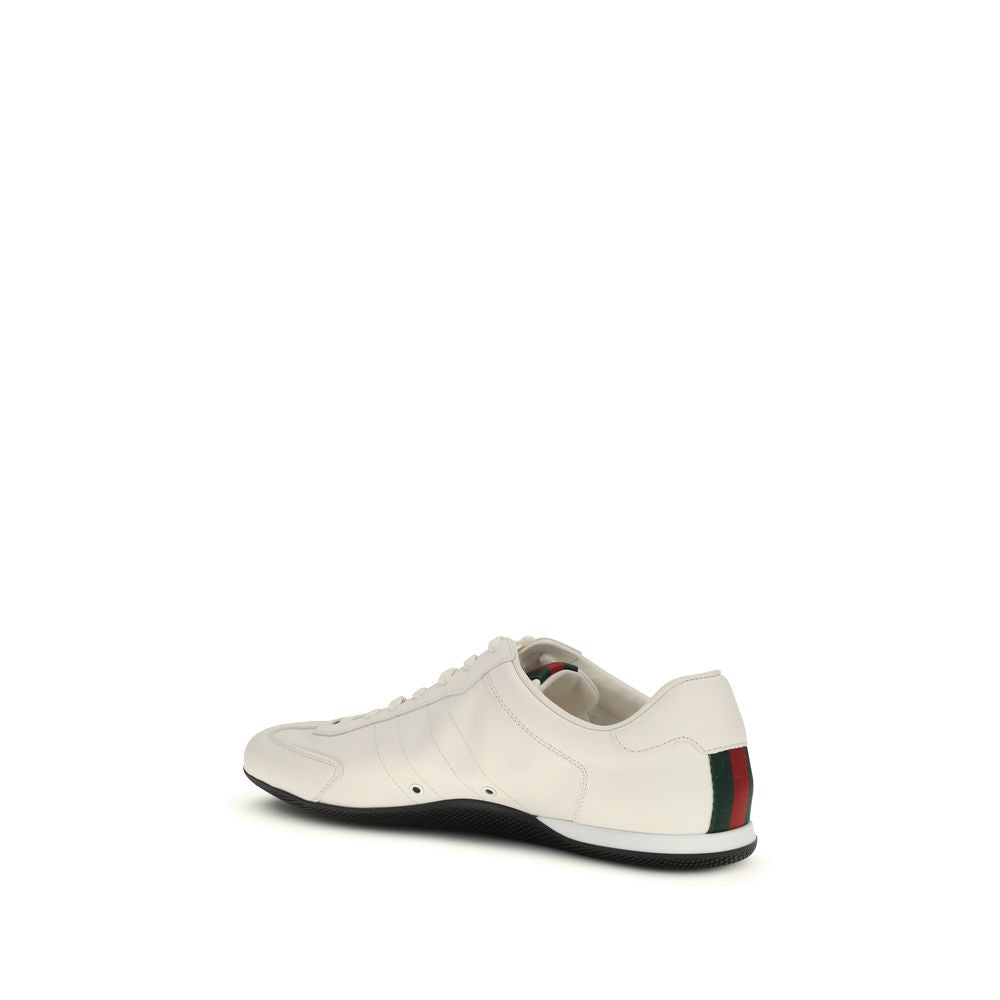 Gucci White Calf Leather Bos Taurus Low Top Sneakers