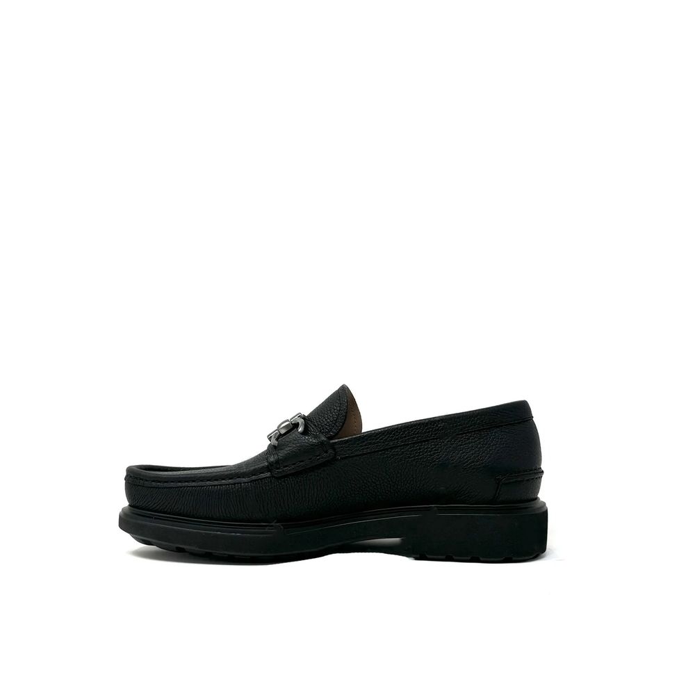 Salvatore Ferragamo Black Calfskin Slip-On Loafers