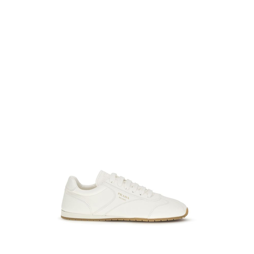 Prada Cream Calf Leather Bos Taurus Low Top Sneakers