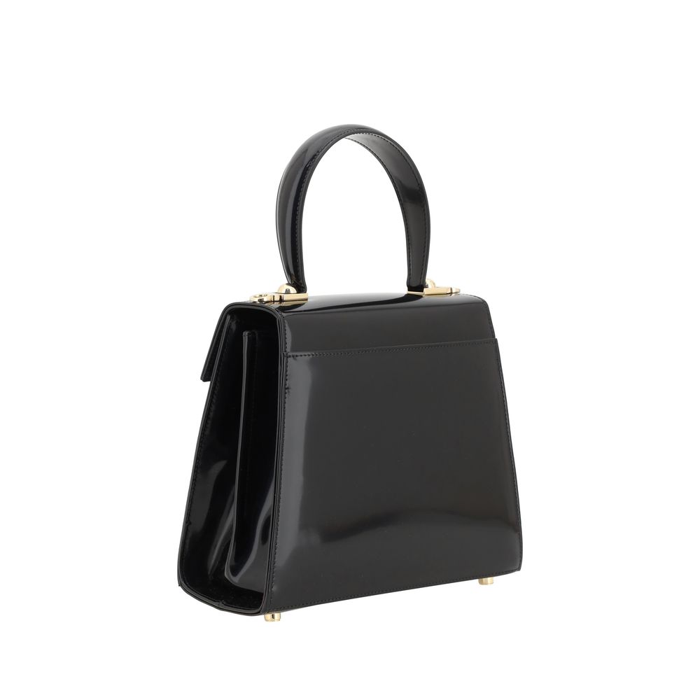 Ferragamo Black Calf Leather Bos Taurus Handbag