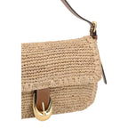 Staud Beige Raffia Shoulder Bag