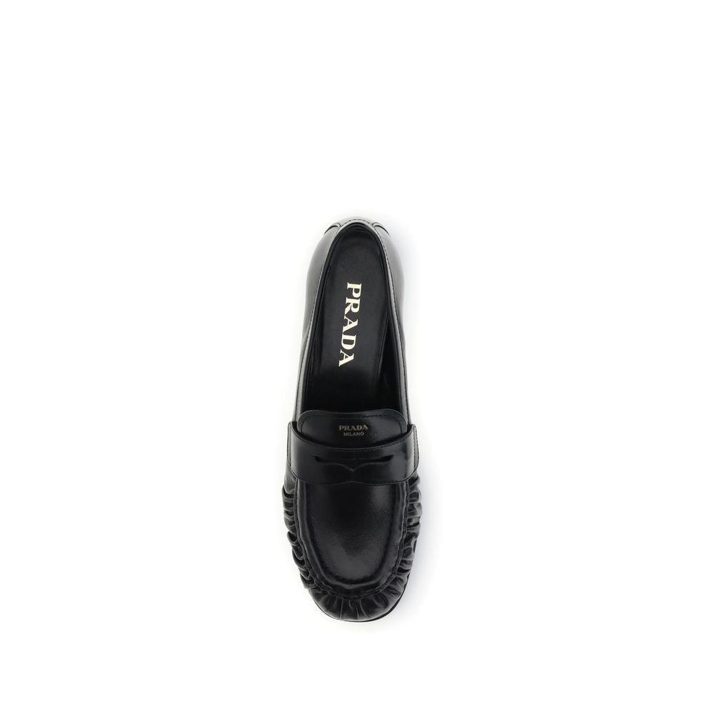 Prada Black Calf Leather Bos Taurus Slip-On Loafers