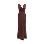 The Andamane Brown Silk Long Dress