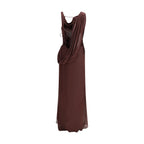 The Andamane Brown Silk Long Dress