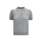 Allude Gray Cashmere Shortsleeve Shirt