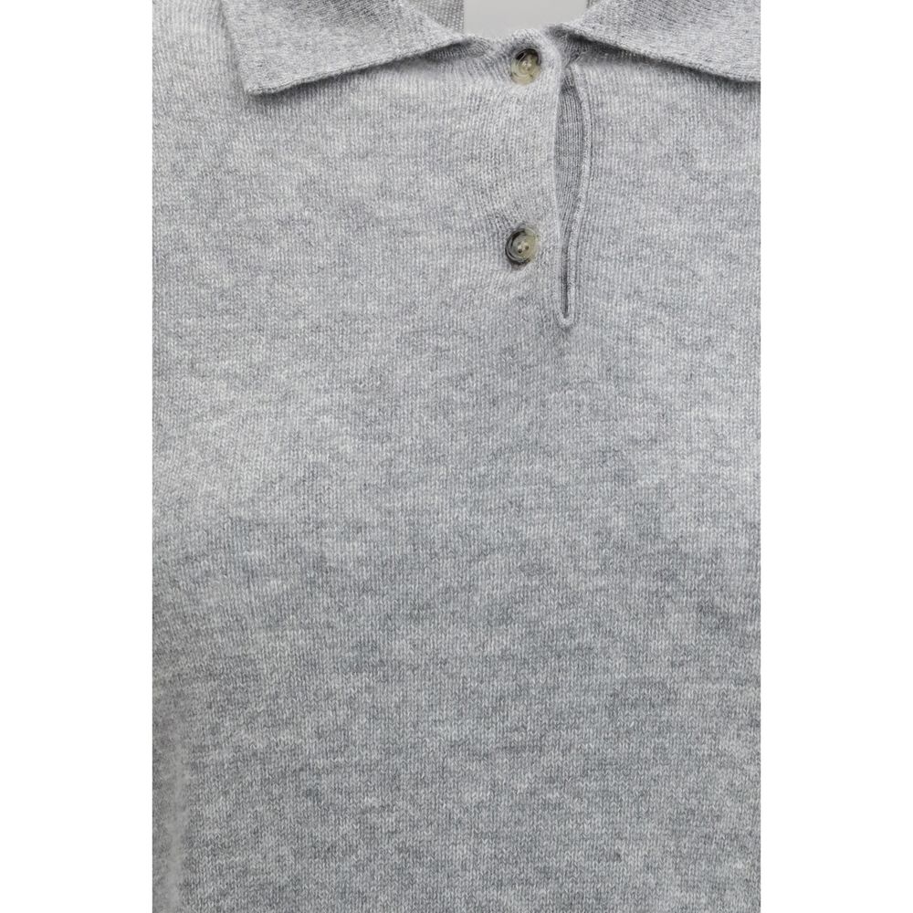 Allude Gray Cashmere Shortsleeve Shirt