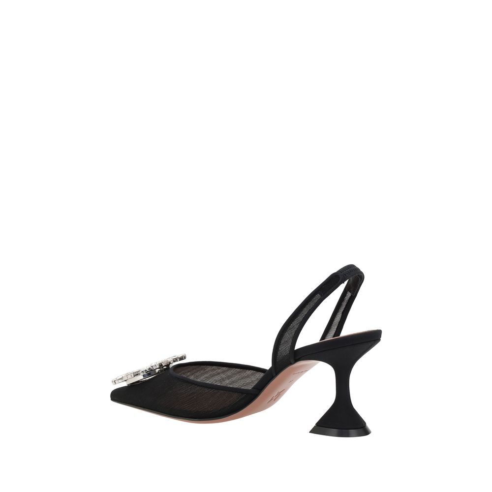 Amina Muaddi Black Polyester Pumps