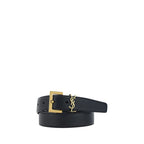 Saint Laurent Black Calf Leather Bos Taurus Regular Belt