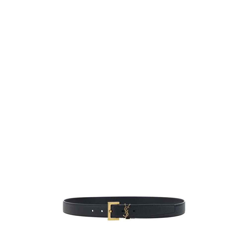 Saint Laurent Black Calf Leather Bos Taurus Regular Belt