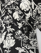 Authentic Designer Dolce & Gabbana Black White Silk Floral Print Fringe 136cm X 15.5cm  Scarf