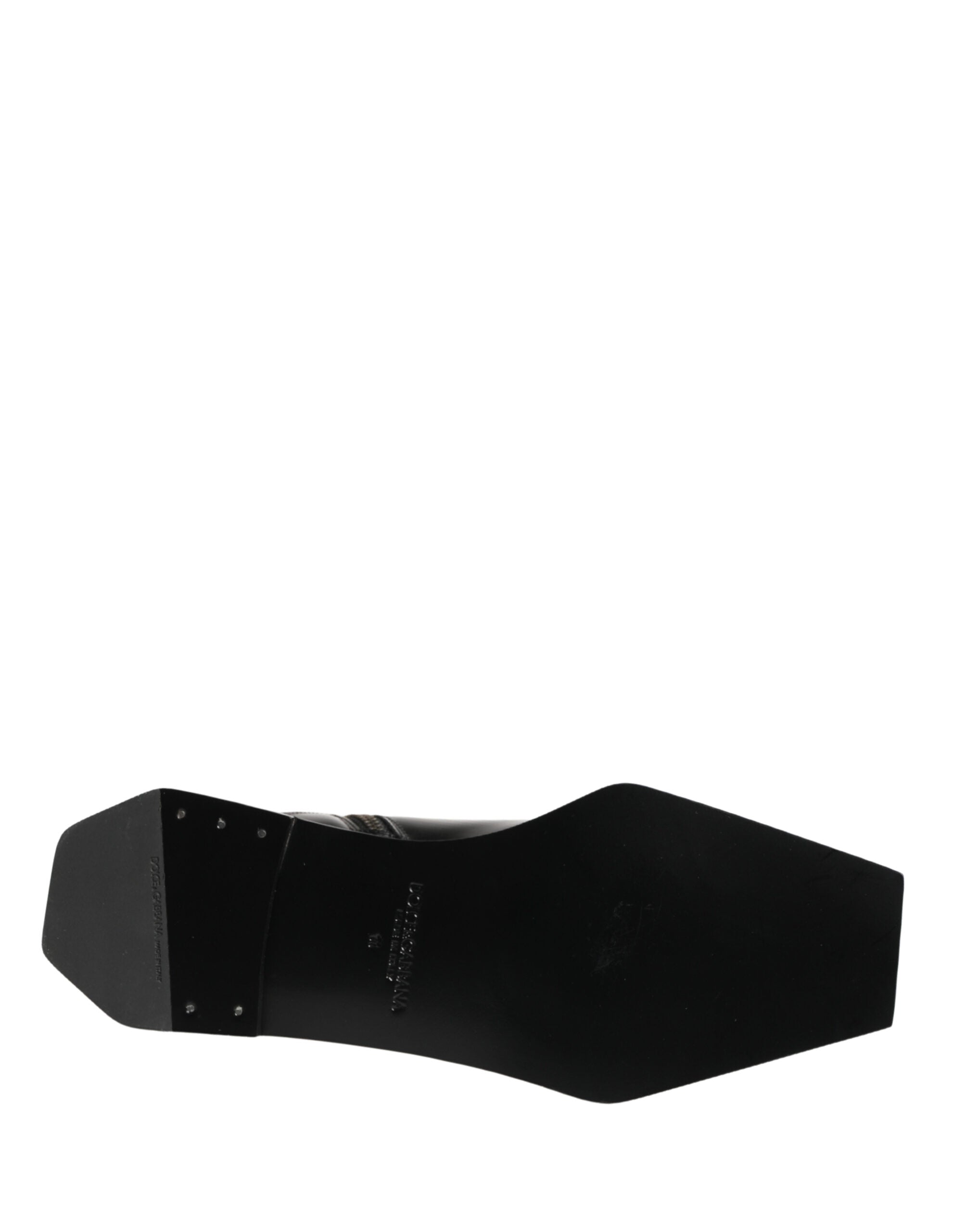 Authentic Designer Dolce & Gabbana Black Leather Zip Closure Ankle Boots Shoes