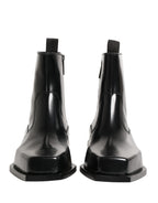 Authentic Designer Dolce & Gabbana Black Leather Zip Closure Ankle Boots Shoes