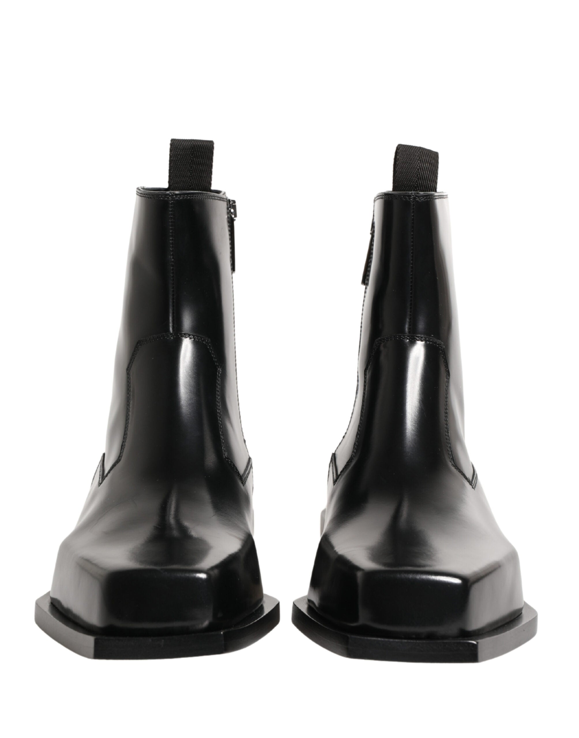 Authentic Designer Dolce & Gabbana Black Leather Zip Closure Ankle Boots Shoes