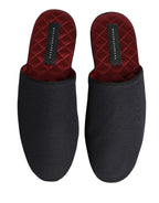 Authentic Designer Dolce & Gabbana Dark Navy Wool Cotton Red Chevron Slippers Shoes
