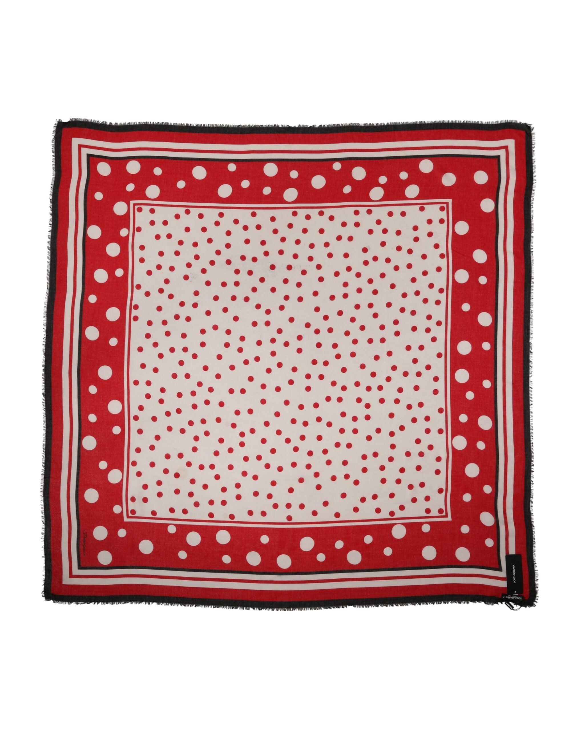 Authentic Designer Dolce & Gabbana Red Polka Dot Print Square Stole 130cm x 130cm Scarf