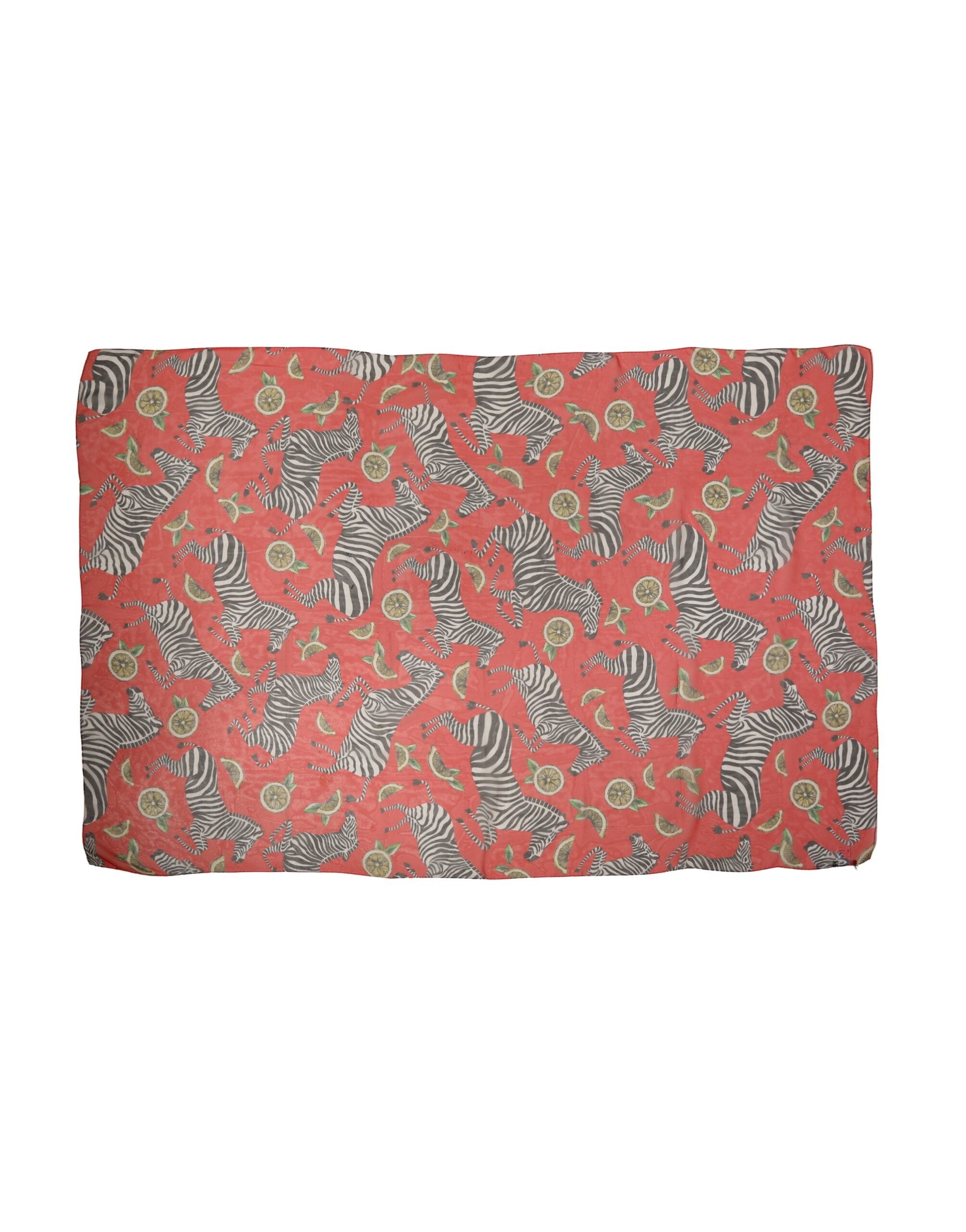 Authentic Designer Dolce & Gabbana Red Zebra Print Silk Wrap Shawl Stole 200cm x 132cm Scarf