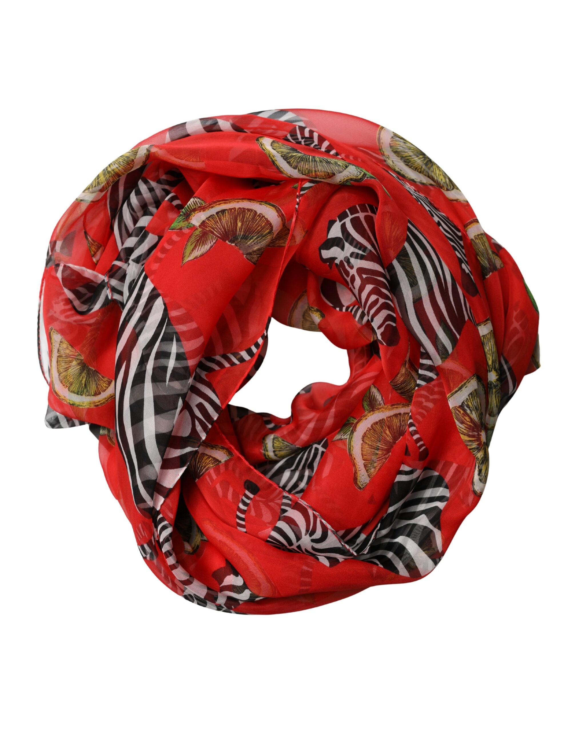 Authentic Designer Dolce & Gabbana Red Zebra Print Silk Wrap Shawl Stole 200cm x 132cm Scarf