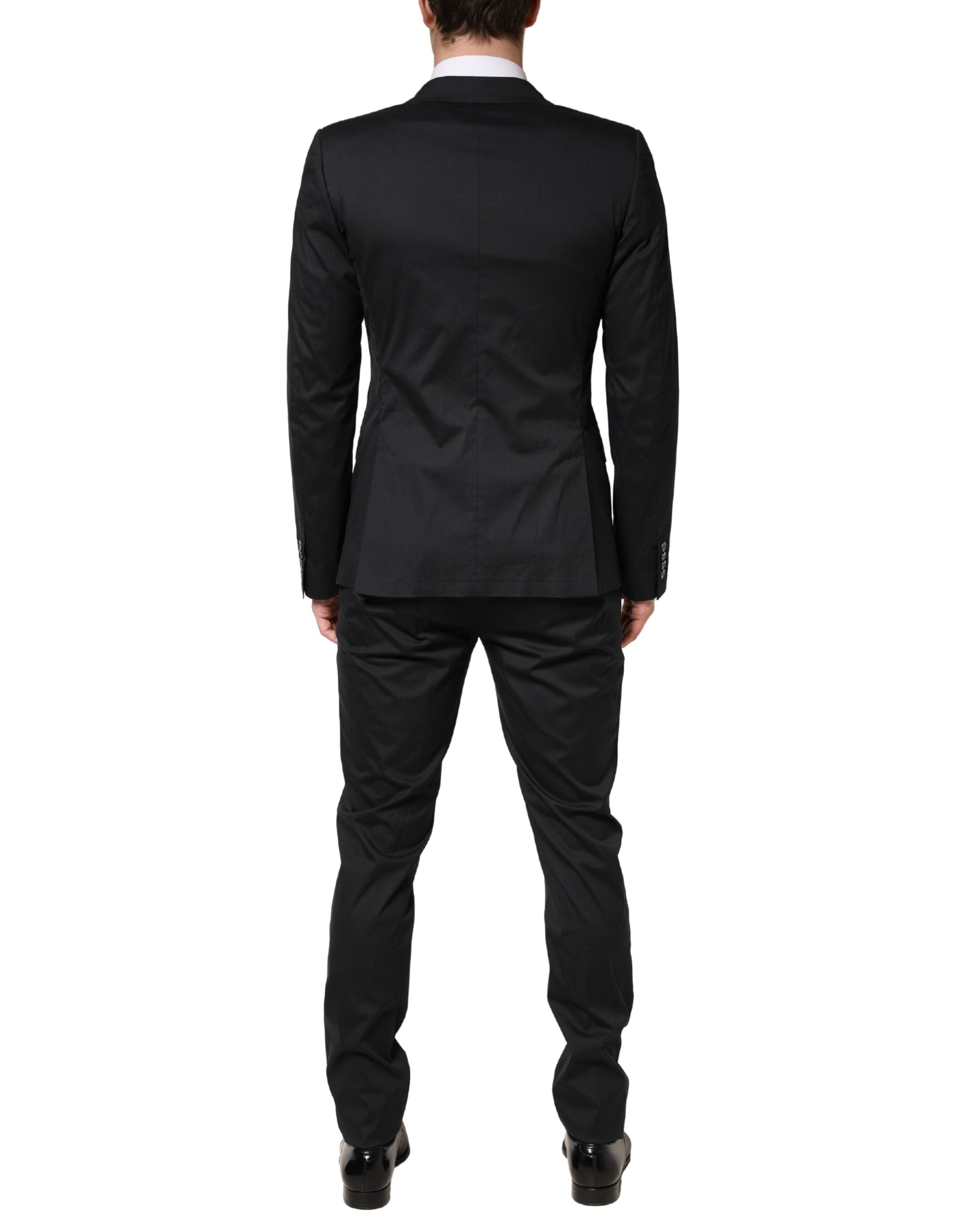 Dolce & Gabbana Black Cotton Single Breasted 2 Piece Suit