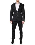 Dolce & Gabbana Black Cotton Single Breasted 2 Piece Suit