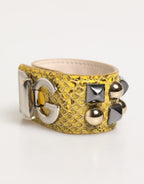 Dolce & Gabbana Yellow Leather Cuff Studded Embellished Bracelet