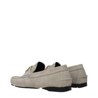 Versace Gray Leather Slip-On Loafers